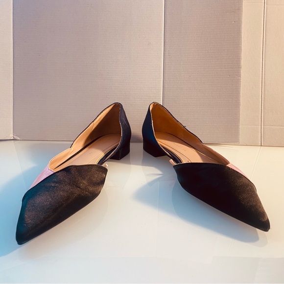 Zara Satin Fabric Black/ Peach/Navy Color Block  loafers EU 38 Size 71/2M - Picture 5 of 14